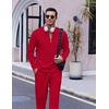 image:imageCOOFANDY Mens 2 Piece Tracksuit Set Polo Athletic Sweatsuit Quarter Zip Jogging Long Sleeve Casual Sports OutfitsRed