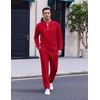 image:imageCOOFANDY Mens 2 Piece Tracksuit Set Polo Athletic Sweatsuit Quarter Zip Jogging Long Sleeve Casual Sports OutfitsRed