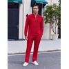 image:imageCOOFANDY Mens 2 Piece Tracksuit Set Polo Athletic Sweatsuit Quarter Zip Jogging Long Sleeve Casual Sports OutfitsRed