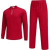 image:imageCOOFANDY Mens 2 Piece Tracksuit Set Polo Athletic Sweatsuit Quarter Zip Jogging Long Sleeve Casual Sports OutfitsRed