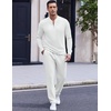 image:imageCOOFANDY Mens 2 Piece Tracksuit Set Polo Athletic Sweatsuit Quarter Zip Jogging Long Sleeve Casual Sports OutfitsWhite