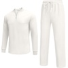 image:imageCOOFANDY Mens 2 Piece Tracksuit Set Polo Athletic Sweatsuit Quarter Zip Jogging Long Sleeve Casual Sports OutfitsWhite