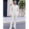 image:imageCOOFANDY Mens 2 Piece Tracksuit Set Polo Athletic Sweatsuit Quarter Zip Jogging Long Sleeve Casual Sports OutfitsWhite