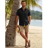 image:imageCOOFANDY Mens Button Down Shirt Short Sleeve Casual Shirts Summer Beach Textured Shirts with PocketBlack