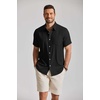 image:imageCOOFANDY Mens Button Down Shirt Short Sleeve Casual Shirts Summer Beach Textured Shirts with PocketBlack
