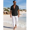 image:imageCOOFANDY Mens Button Down Shirt Short Sleeve Casual Shirts Summer Beach Textured Shirts with PocketBlack