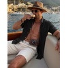 image:imageCOOFANDY Mens Button Down Shirt Short Sleeve Casual Shirts Summer Beach Textured Shirts with PocketBlack
