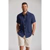 image:imageCOOFANDY Mens Button Down Shirt Short Sleeve Casual Shirts Summer Beach Textured Shirts with PocketDark Blue