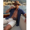 image:imageCOOFANDY Mens Button Down Shirt Short Sleeve Casual Shirts Summer Beach Textured Shirts with PocketDark Blue