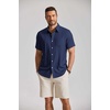 image:imageCOOFANDY Mens Button Down Shirt Short Sleeve Casual Shirts Summer Beach Textured Shirts with PocketDark Blue
