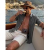 image:imageCOOFANDY Mens Button Down Shirt Short Sleeve Casual Shirts Summer Beach Textured Shirts with PocketDark Grey