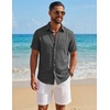image:imageCOOFANDY Mens Button Down Shirt Short Sleeve Casual Shirts Summer Beach Textured Shirts with PocketDark Grey