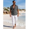 image:imageCOOFANDY Mens Button Down Shirt Short Sleeve Casual Shirts Summer Beach Textured Shirts with PocketDark Grey