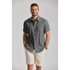 image:imageCOOFANDY Mens Button Down Shirt Short Sleeve Casual Shirts Summer Beach Textured Shirts with PocketDark Grey