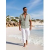 image:imageCOOFANDY Mens Button Down Shirt Short Sleeve Casual Shirts Summer Beach Textured Shirts with PocketGreen