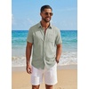 image:imageCOOFANDY Mens Button Down Shirt Short Sleeve Casual Shirts Summer Beach Textured Shirts with PocketGreen