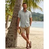image:imageCOOFANDY Mens Button Down Shirt Short Sleeve Casual Shirts Summer Beach Textured Shirts with PocketGreen