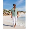 image:imageCOOFANDY Mens Button Down Shirt Short Sleeve Casual Shirts Summer Beach Textured Shirts with PocketIce Green