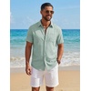 image:imageCOOFANDY Mens Button Down Shirt Short Sleeve Casual Shirts Summer Beach Textured Shirts with PocketIce Green