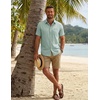 image:imageCOOFANDY Mens Button Down Shirt Short Sleeve Casual Shirts Summer Beach Textured Shirts with PocketIce Green