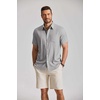 image:imageCOOFANDY Mens Button Down Shirt Short Sleeve Casual Shirts Summer Beach Textured Shirts with PocketLight Grey