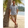 image:imageCOOFANDY Mens Button Down Shirt Short Sleeve Casual Shirts Summer Beach Textured Shirts with PocketLight Grey