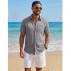 image:imageCOOFANDY Mens Button Down Shirt Short Sleeve Casual Shirts Summer Beach Textured Shirts with PocketLight Grey
