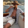 image:imageCOOFANDY Mens Button Down Shirt Short Sleeve Casual Shirts Summer Beach Textured Shirts with PocketLight Grey
