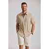 image:imageCOOFANDY Mens Button Down Shirt Short Sleeve Casual Shirts Summer Beach Textured Shirts with PocketLight Khaki