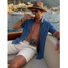 image:imageCOOFANDY Mens Button Down Shirt Short Sleeve Casual Shirts Summer Beach Textured Shirts with PocketNavy Blue