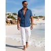 image:imageCOOFANDY Mens Button Down Shirt Short Sleeve Casual Shirts Summer Beach Textured Shirts with PocketNavy Blue