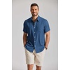 image:imageCOOFANDY Mens Button Down Shirt Short Sleeve Casual Shirts Summer Beach Textured Shirts with PocketNavy Blue