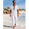 image:imageCOOFANDY Mens Button Down Shirt Short Sleeve Casual Shirts Summer Beach Textured Shirts with PocketWhite