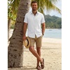 image:imageCOOFANDY Mens Button Down Shirt Short Sleeve Casual Shirts Summer Beach Textured Shirts with PocketWhite