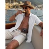 image:imageCOOFANDY Mens Button Down Shirt Short Sleeve Casual Shirts Summer Beach Textured Shirts with PocketWhite