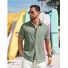 image:imageCOOFANDY Mens Button Down Short Sleeve Linen Shirt Casual Summer Beach Vacation ShirtsArmy Green