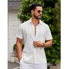 image:imageCOOFANDY Mens Button Down Short Sleeve Linen Shirt Casual Summer Beach Vacation ShirtsClear White