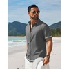 image:imageCOOFANDY Mens Button Down Short Sleeve Linen Shirt Casual Summer Beach Vacation ShirtsDark Grey