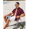 image:imageCOOFANDY Mens Button Down Short Sleeve Linen Shirt Casual Summer Beach Vacation ShirtsDark Red