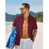 image:imageCOOFANDY Mens Button Down Short Sleeve Linen Shirt Casual Summer Beach Vacation ShirtsDark Red