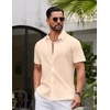 image:imageCOOFANDY Mens Button Down Short Sleeve Linen Shirt Casual Summer Beach Vacation ShirtsLight Apricot