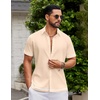 image:imageCOOFANDY Mens Button Down Short Sleeve Linen Shirt Casual Summer Beach Vacation ShirtsLight Apricot