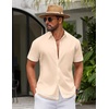 image:imageCOOFANDY Mens Button Down Short Sleeve Linen Shirt Casual Summer Beach Vacation ShirtsLight Apricot
