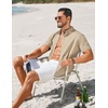 image:imageCOOFANDY Mens Button Down Short Sleeve Linen Shirt Casual Summer Beach Vacation ShirtsLight Khaki