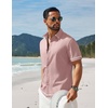 image:imageCOOFANDY Mens Button Down Short Sleeve Linen Shirt Casual Summer Beach Vacation ShirtsPink