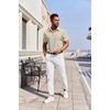 image:imageCOOFANDY Mens Button Down Short Sleeve Shirt Casual Summer Stretch Denim Dress Shirts with PocketBeige