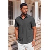image:imageCOOFANDY Mens Button Down Short Sleeve Shirt Casual Summer Stretch Denim Dress Shirts with PocketDark Grey