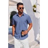 image:imageCOOFANDY Mens Button Down Short Sleeve Shirt Casual Summer Stretch Denim Dress Shirts with PocketDenim Blue