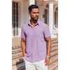 image:imageCOOFANDY Mens Button Down Short Sleeve Shirt Casual Summer Stretch Denim Dress Shirts with PocketLavender