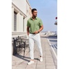 image:imageCOOFANDY Mens Button Down Short Sleeve Shirt Casual Summer Stretch Denim Dress Shirts with PocketLight Green